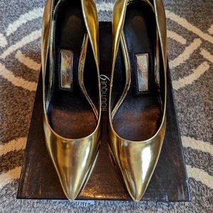 6.5 Boutique 9 Gold Patent Leather High Heel